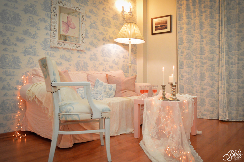 Santorini Bliss Weddings office, Seasons Greetings, fairylights, Christmas, candles, lace, pink, blue, decoration, happy new year